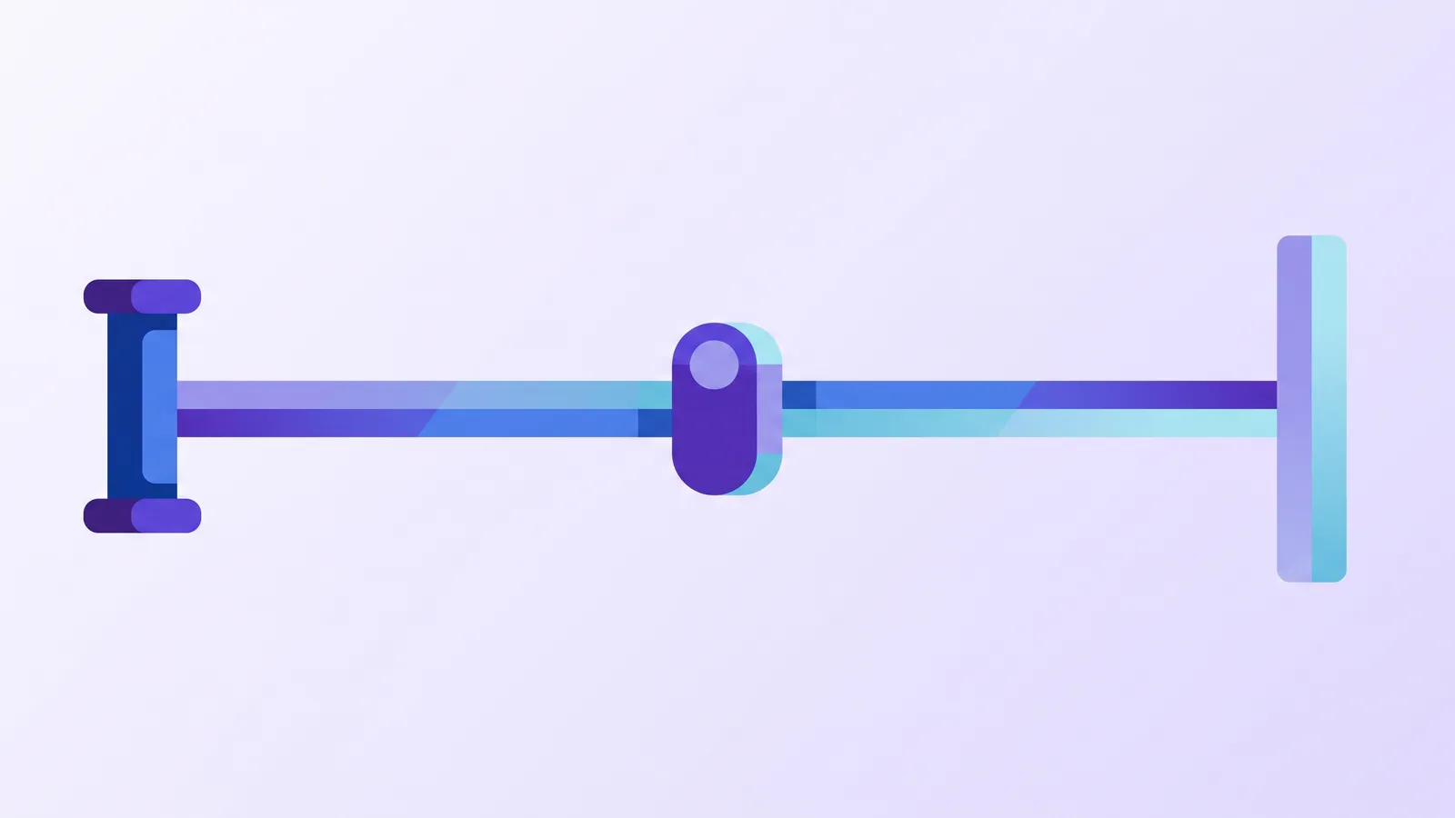 A slider knob rests between two anchor posts on a horizontal track, one low and one tall