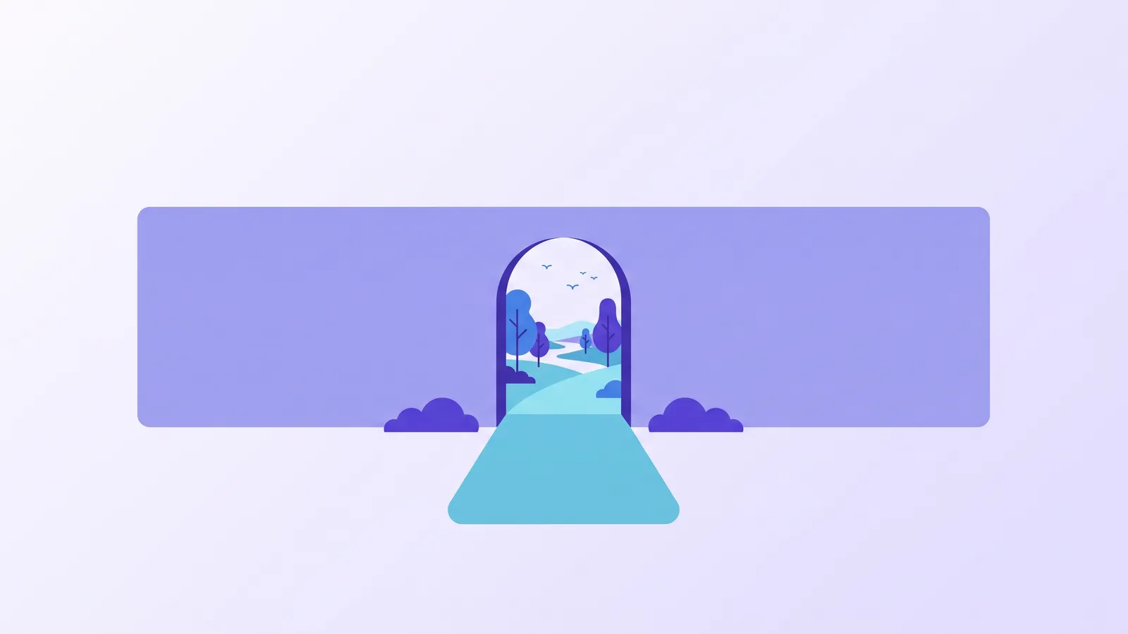 An arched opening in a long wall with a path leading through it into open space beyond